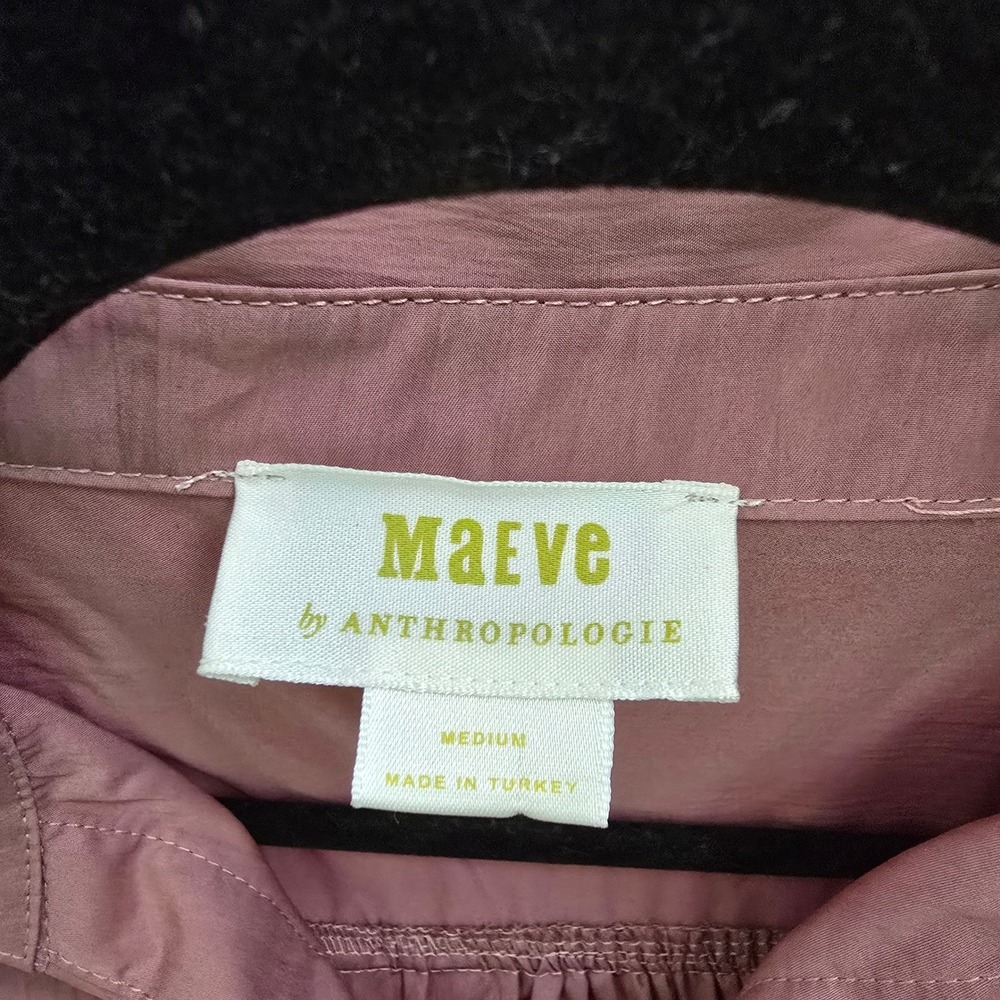Maeve Anthropologie Taffeta Dress M Women Button Front Midi Mauve pink Lagenlook - Picture 8 of 10